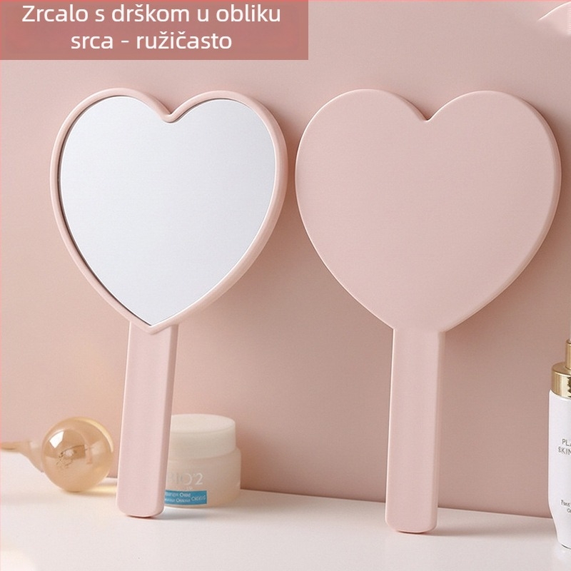 Šminkersko ogledalo u obliku srca, malo ručno ogledalo za žene