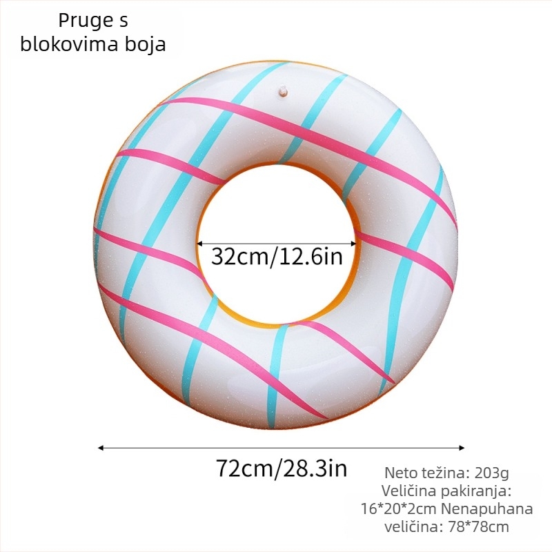 Nafukljivi PVC plivački prsten za odrasle, donutskog oblika, debele konstrukcije