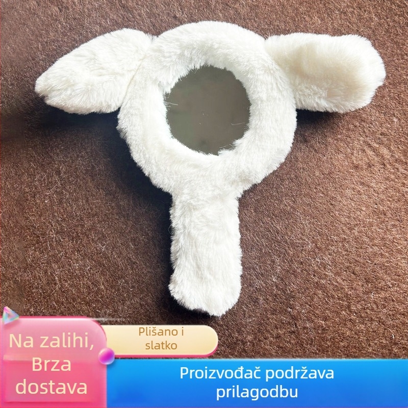 Plišano mini ručno ogledalo za šminkanje, prijenosno kozmetičko ogledalo s crtanim dizajnom