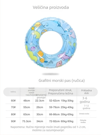 Plivački prsten u obliku ajkule za djecu i odrasle, napuhivačka vodena igračka, 60-80 cm