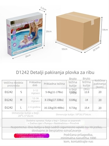 Napuhani dječji plovak za bazen sa sjedalom i zaštitom od sunca