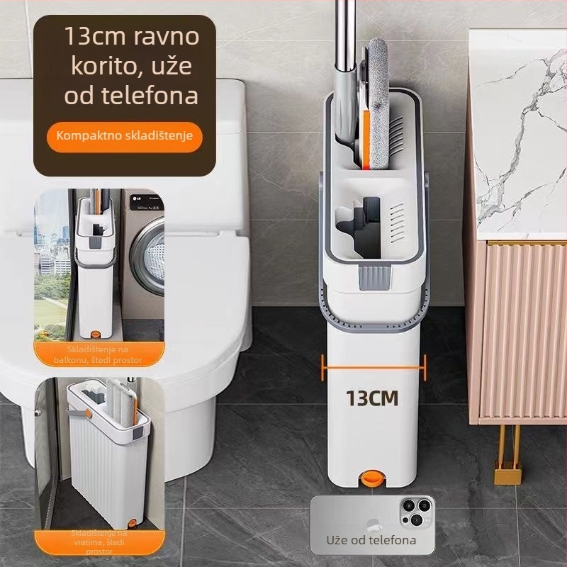2025 Novi uski kantu mop s ravnim mopom za kućanstvo, ručno pranje, odvajanje suho/mokro, jednostavno čišćenje jednim potezom