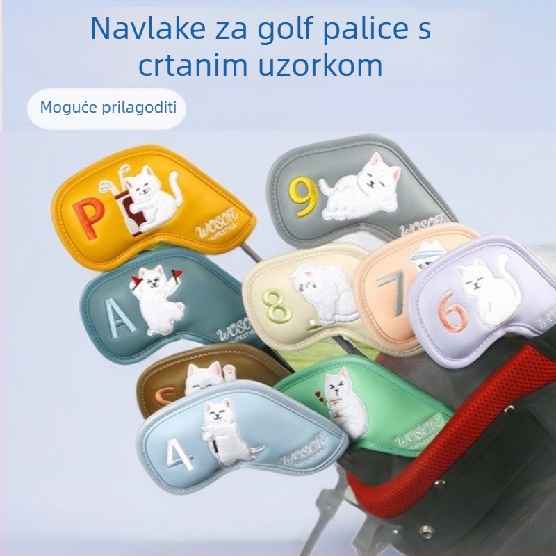 Navlaka za golf palice s karikaturnim uzorkom, visokokvalitetni PU, dvostrano digitalno izšivano