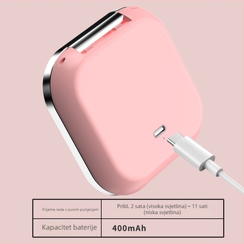 Prijenosno LED ogledalo za šminku, jednostavno osvjetljenje, tri boje svjetla, sklopivo ručno, USB punjenje