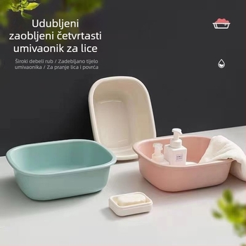 Pravokutno debeli plastični umivaonik za kućnu upotrebu – velika posuda za pranje rublja i pranje nogu, kuhinja