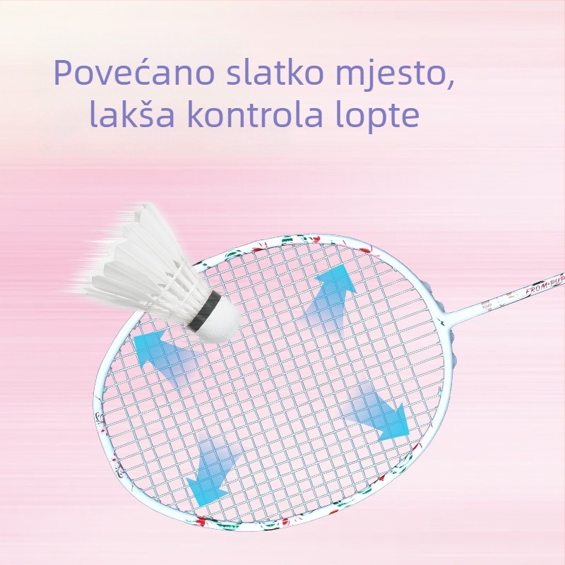 Raketa za badminton s monolitnom konstrukcijom za početnike, ultralagana od karbonskih vlakana, elegantna i izdržljiva za odrasle