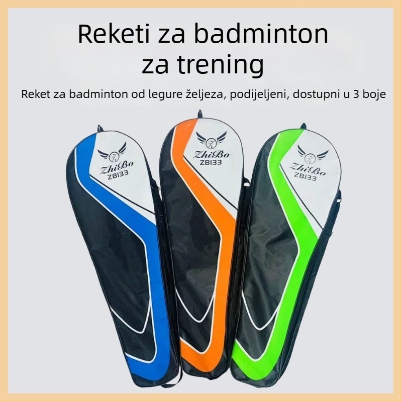 Zhibo badminton rekete, paket od 2 komada za trening odraslih i djece, okvir od ferrozlata legure, u tri boje