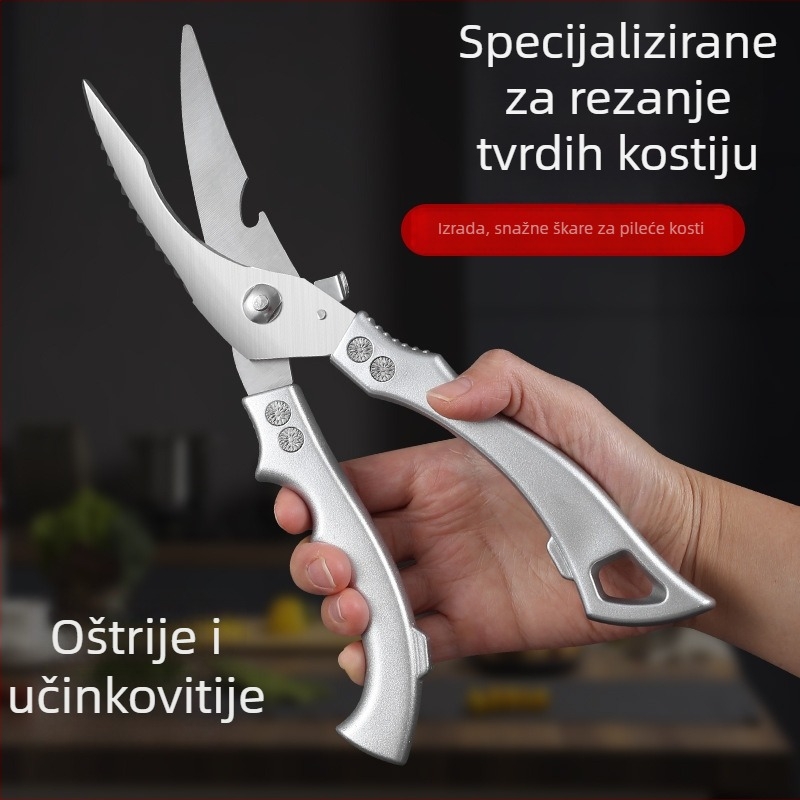 Kuhinjske škare za kosti – velike, nehrđajućeg čelika, višenamjenske, za pileće i pačje kosti, meso i ribu