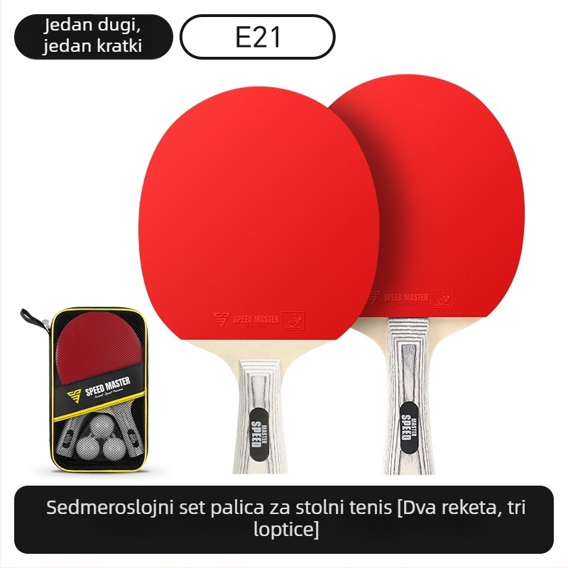 Force E21 set stolnog tenisa za početnike — dvije rekete, tri lopte, petoslojna ploča, torbica za rekete — brzina i kontrola