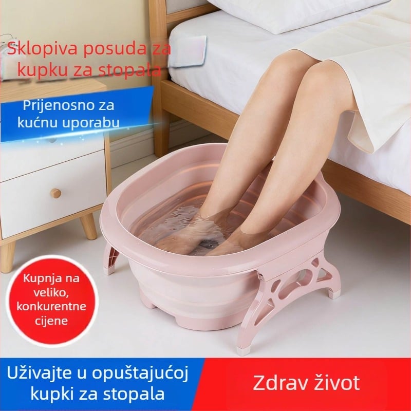 Sklopiva plastična kada za stopala s masažnim dnom, prijenosna za kućnu upotrebu