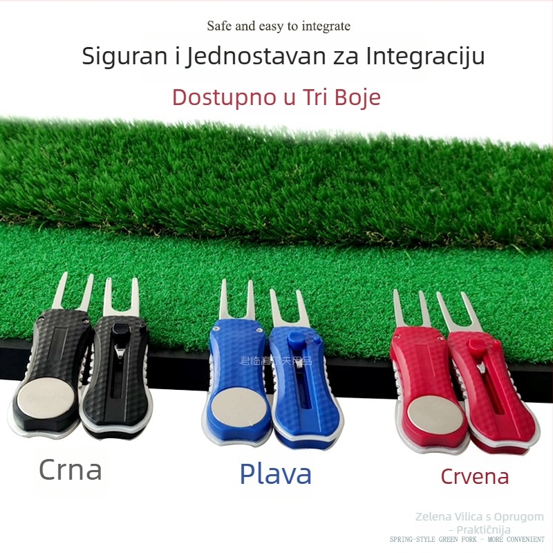 Golfska vilica za greens s opružnim mehanizmom, izvučiva i uklonjiva magnetska oznaka – Golf dodatak