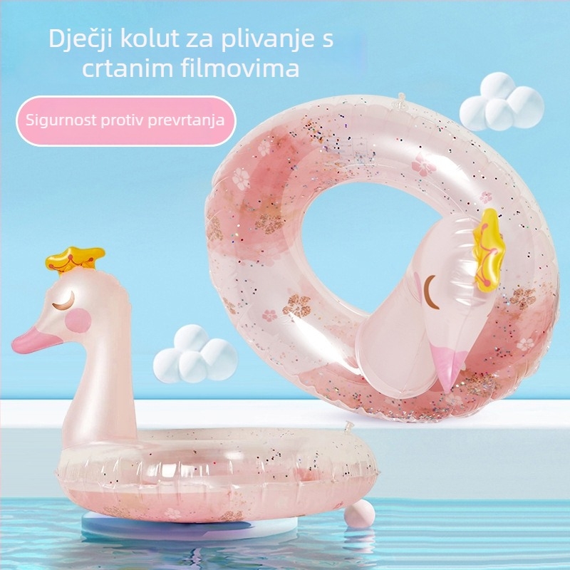 Dječji plivački prsten Kuromi, debeli dizajn, anti-prevrtanje, napuhavajući prsten za početnike