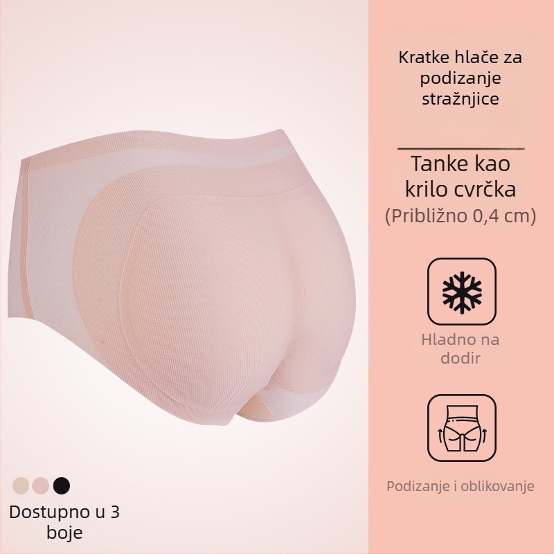 Bešivne tanke podstavljene gaćice za podizanje stražnjice, prirodan oblik, žene, od Ice Silk materijala
