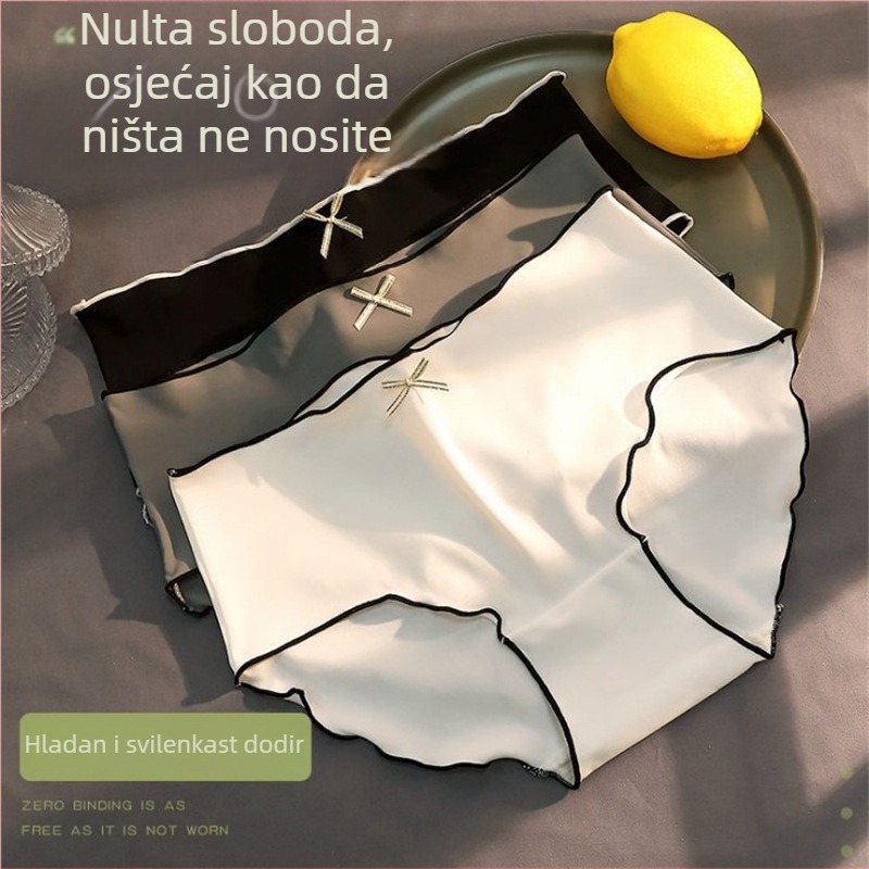 Ženske gaćice Ice Silk s pamukom u predjelu, niski do srednje visine struka, jednobojne trokutaste gaćice