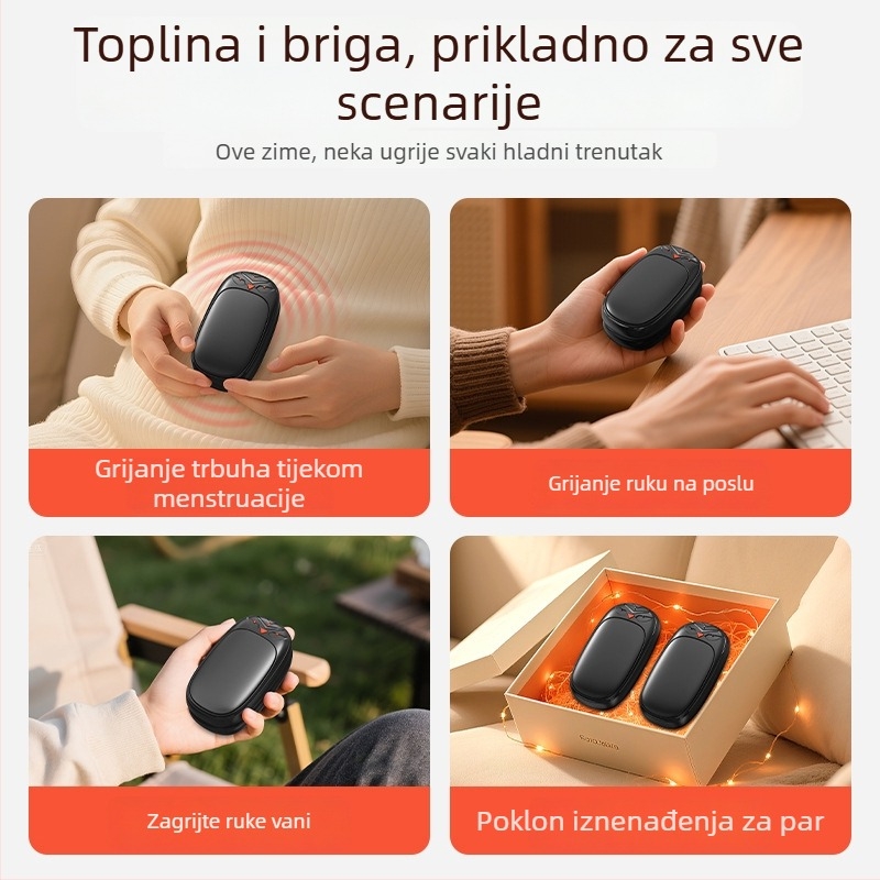 Prijenosni punjivi grijač ruke s visokom temperaturom, otporan na eksplozije, s podijeljenim magnetskim dizajnom za zimu
