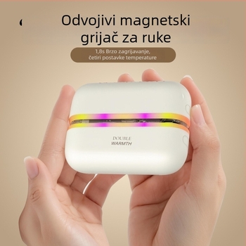 Šareni magnetski grijač za ruke, punjivi, podijeljeni tip 2-in-1, sedam boja rasvjete, samoregulirajući grijač, poklon za djevojke