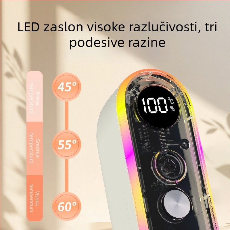 Šareni magnetski grijač za ruke, punjivi, podijeljeni tip 2-in-1, sedam boja rasvjete, samoregulirajući grijač, poklon za djevojke