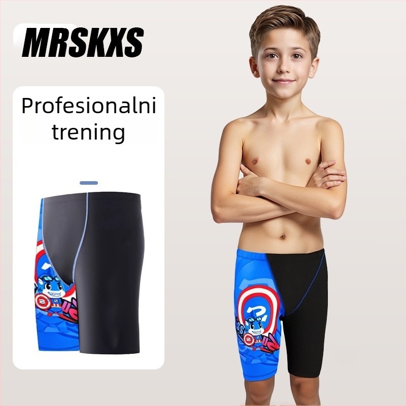 Dječje plivačke šorceve za trening s dizajnom u boji blokova i karikaturama, brzo se suše i vodootporne za vanjsko plivanje