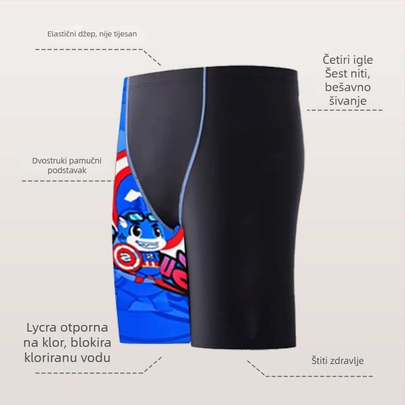 Dječje plivačke šorceve za trening s dizajnom u boji blokova i karikaturama, brzo se suše i vodootporne za vanjsko plivanje