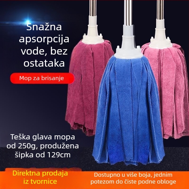 Domaći mop s čišćenjem bez dodirivanja rukama, suho i mokro čišćenje, okrugla glava od pamuk krpe, upijajući materijal