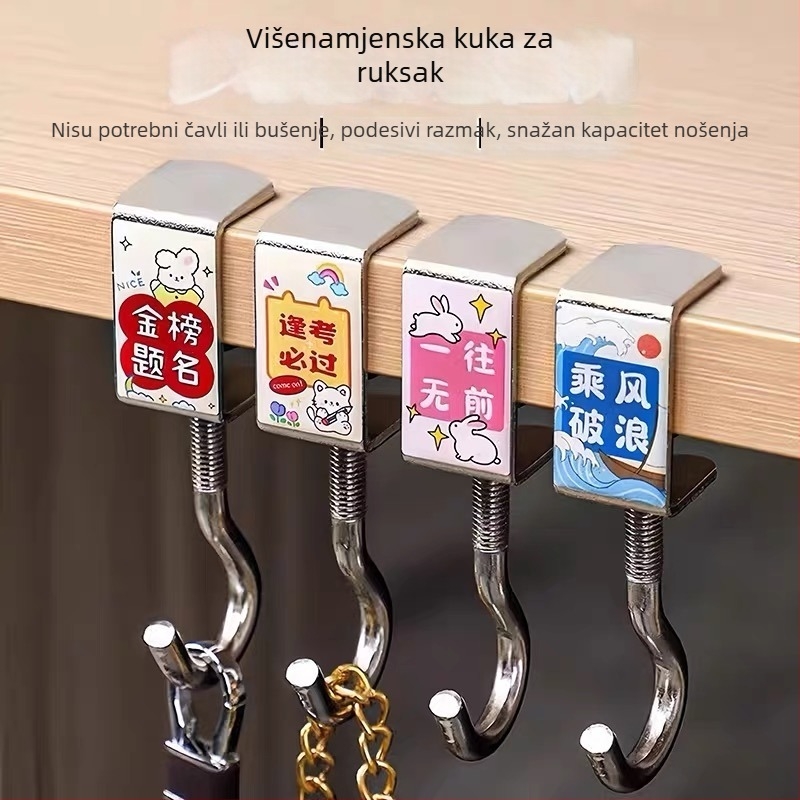 Metalni vješak za ruksak uz rub radnog stola, stolni vješak za dom, uklonjiv i prilagodljiv