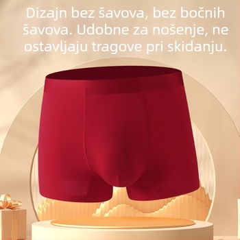 Muške bokserice od modalnog luksuznog svile, burgundska boja, podstava od mulberry svile, za Godinu Konja i godinu rođenja