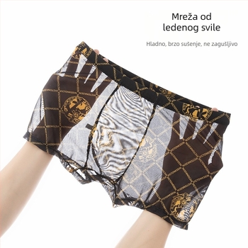 Muške bokserice od mreže od ledene svile — ljetni otisak, prozirni dizajn