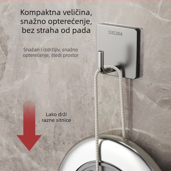 Vješak od nehrđajućeg čelika 304 s ljepilom, snažan teret, bez bušenja, za ručnike u kupaonici, kuhinji i studentskom domu