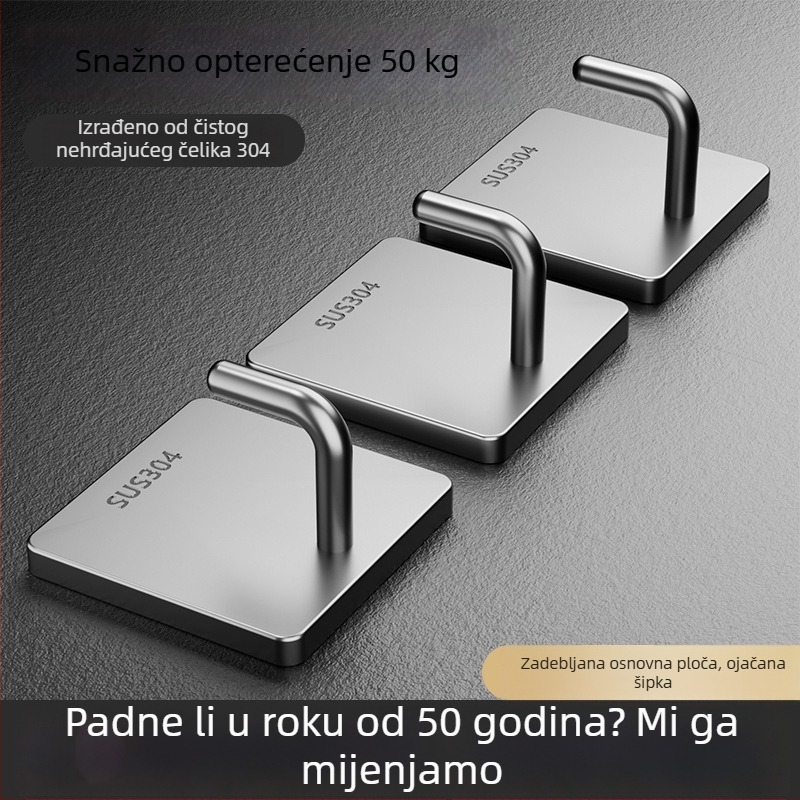 Vješak od nehrđajućeg čelika 304 s ljepilom, snažan teret, bez bušenja, za ručnike u kupaonici, kuhinji i studentskom domu