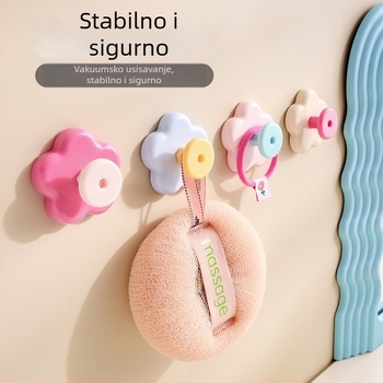 Kuka s usisnim čepom i cvjetnim kontrastom za kupaonicu, snažan usis, bez bušenja, uklonjiva bez tragova