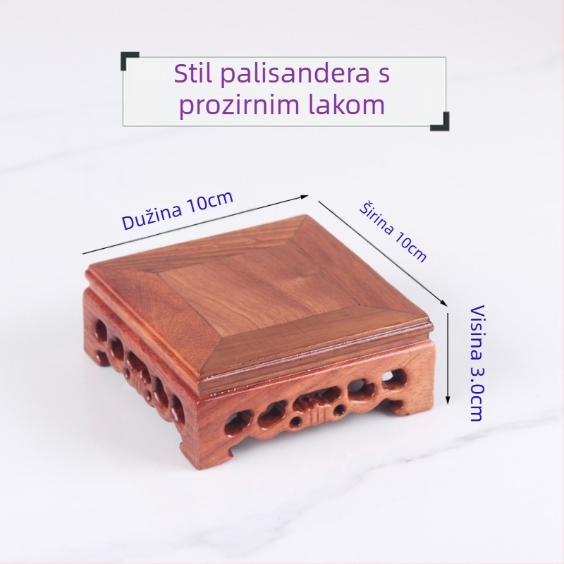 Rosewood ručno rezbarena Buddha figura s četverokutnom drvenom bazom, stalak za čajnik, vazu ili bonsai