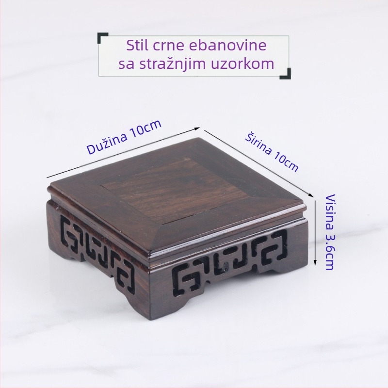 Rosewood ručno rezbarena Buddha figura s četverokutnom drvenom bazom, stalak za čajnik, vazu ili bonsai