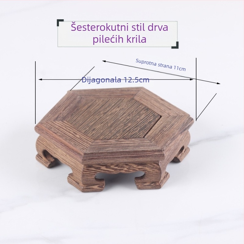 Rosewood ručno rezbarena Buddha figura s četverokutnom drvenom bazom, stalak za čajnik, vazu ili bonsai