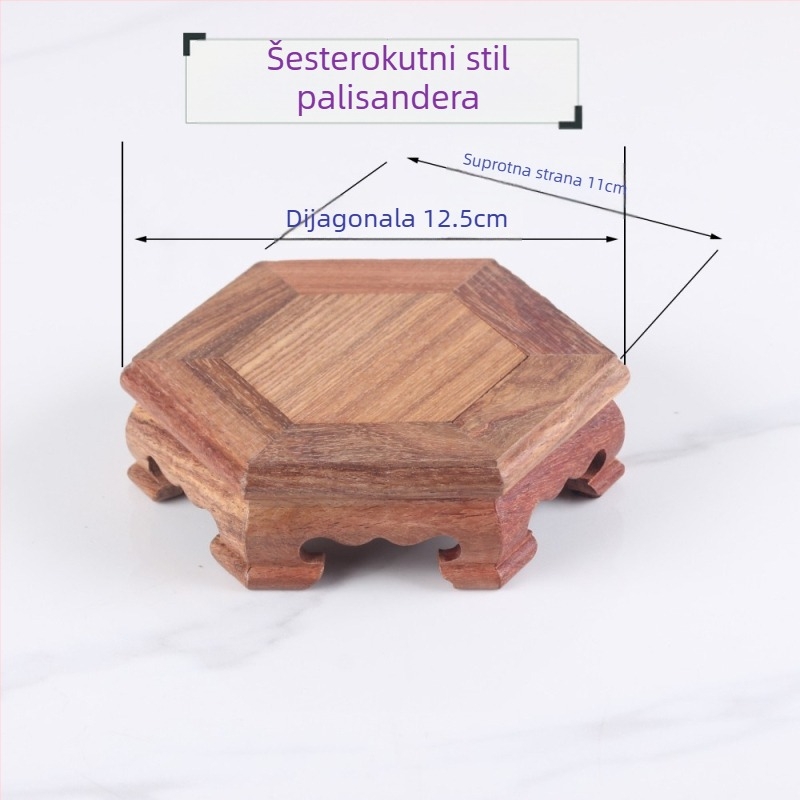 Rosewood ručno rezbarena Buddha figura s četverokutnom drvenom bazom, stalak za čajnik, vazu ili bonsai