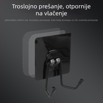 Dvostruki ljepilni zidni kukica za kuhinju i kupaonicu, prozirna