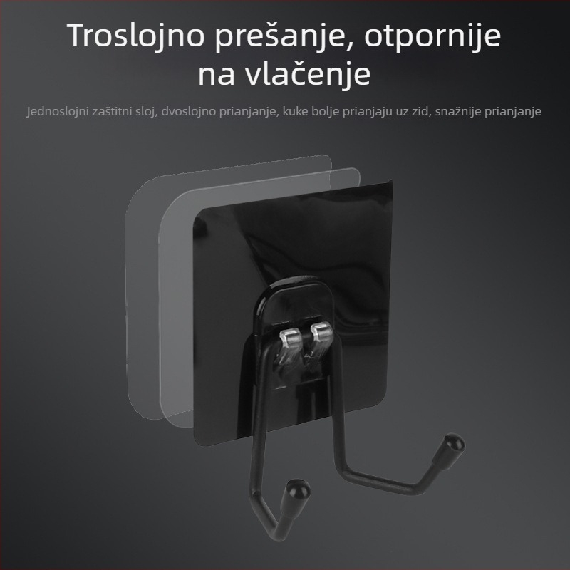 Dvostruki ljepilni zidni kukica za kuhinju i kupaonicu, prozirna