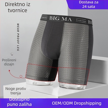 Duge muške sportske gaćice od ice-silk materijala, prozračne udobne, protiv trenja, bokserice za trčanje, plus veličina, fitness donje rublje