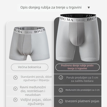Duge muške sportske gaćice od ice-silk materijala, prozračne udobne, protiv trenja, bokserice za trčanje, plus veličina, fitness donje rublje