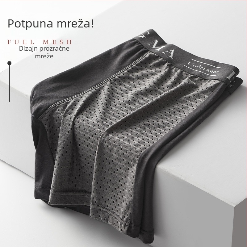 Duge muške sportske gaćice od ice-silk materijala, prozračne udobne, protiv trenja, bokserice za trčanje, plus veličina, fitness donje rublje