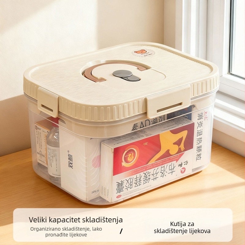 Dvostruko slojevita kućna kutija za lijekove, prijenosna kutija za prvu pomoć, skladištenje lijekova kod kuće
