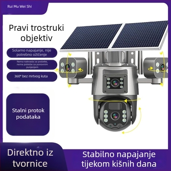 Solarna sigurnosna kamera s tri objektiva, vanjska, noćni vid