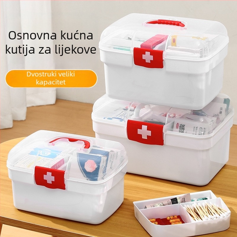 Obiteljska kutija za lijekove, velika kapaciteta, višeslojni organizator za kućnu upotrebu i dječje lijekove