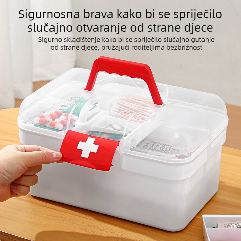Obiteljska kutija za lijekove, velika kapaciteta, višeslojni organizator za kućnu upotrebu i dječje lijekove