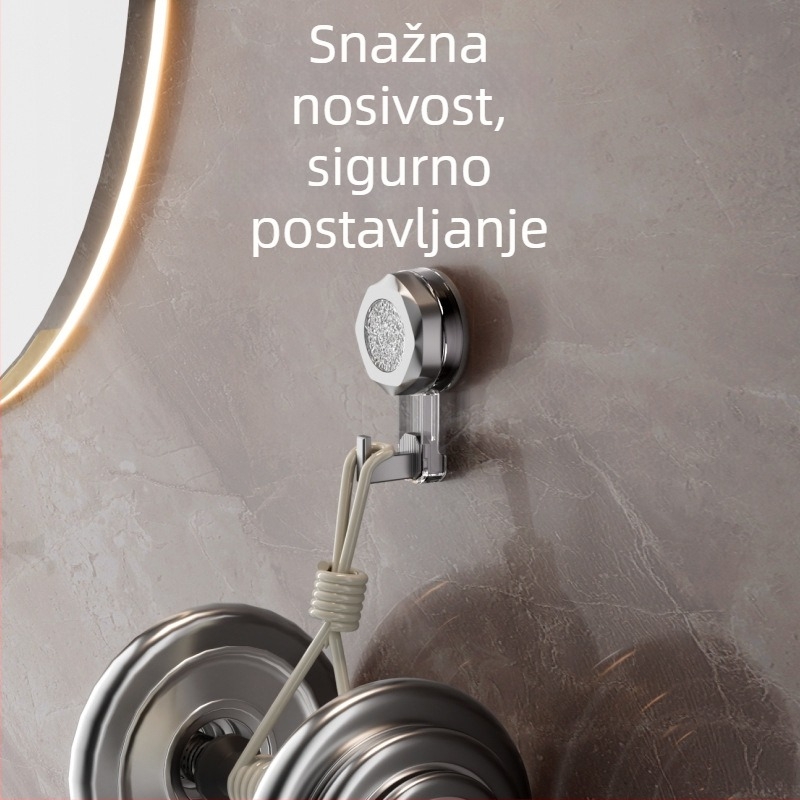 Snažna kuka s vakuumom bez bušenja, za zid u kupaonici i kuhinji, rotirajuća nosiljka za ručnike i odjeću, nosivost preko 30 kg