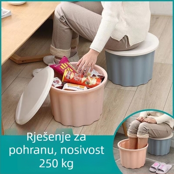 Višenamjenska plastična stolička za skladištenje — kružno sjedalo, organizator za igračke i dom