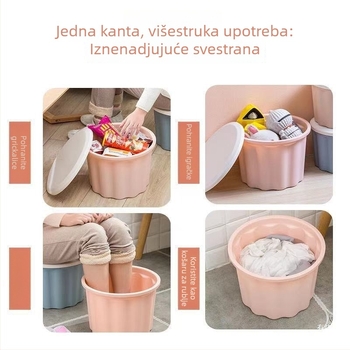Višenamjenska plastična stolička za skladištenje — kružno sjedalo, organizator za igračke i dom