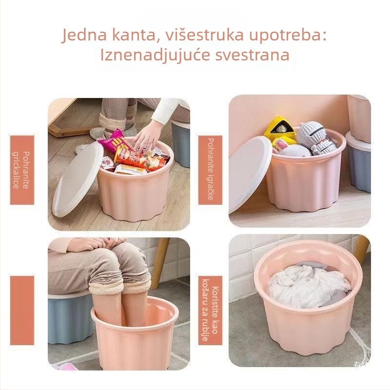 Višenamjenska plastična stolička za skladištenje — kružno sjedalo, organizator za igračke i dom