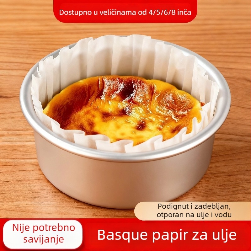 Basque pergamentna posuda promjera 4 inča, jednokratna podloga od masnog papira, neklizajuća kalupa za pečenje