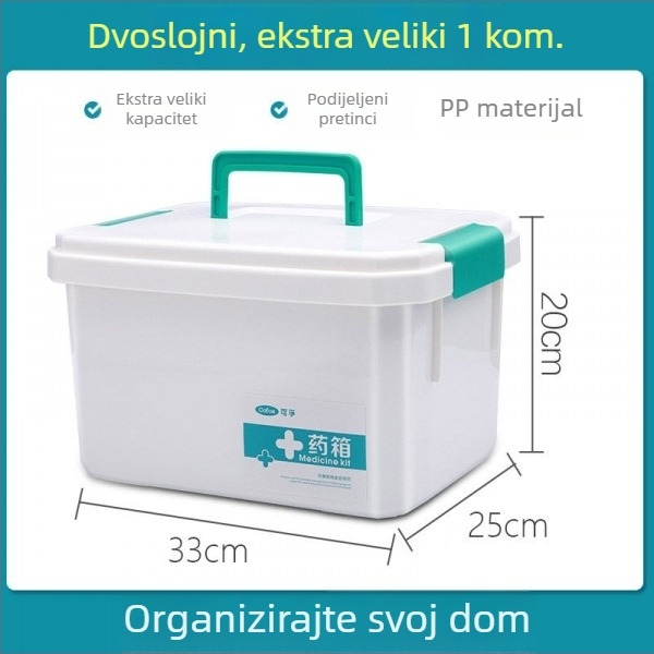 Kefu obiteljska medicinska kutija – velik kapacitet, plastična, s više pretinaca, prijenosna
