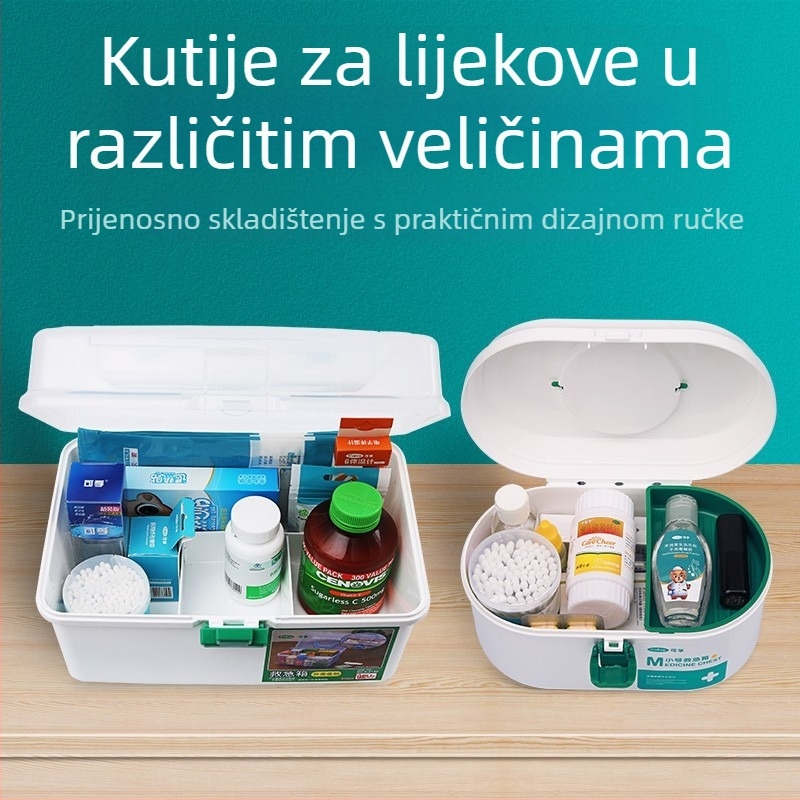 Kefu obiteljska medicinska kutija – velik kapacitet, plastična, s više pretinaca, prijenosna